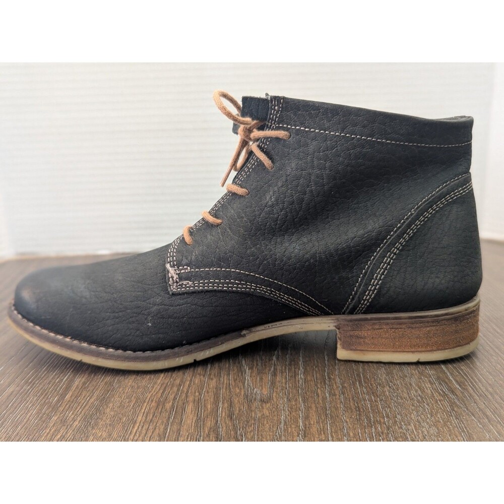 Josef Seibel Leather Ankle Lace Up Boots Womens EU 40 US 9-9.5 Charcoal Black - Picture 5 of 11